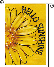 Hello Sunshine Garden Flag 12X18 Inch Double Sided Outside, Summer Spring Floral