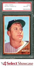 1962 TOPPS #200 MICKEY MANTLE YANKEES HOF PSA 8