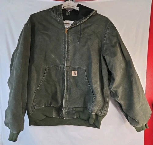 Carhartt Jacket Mens X-Large Regular Vintage Green Hooded Chore Canvas J130MOS - product listing photo