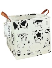 Square Nursery Hamper Storage Bins Canvas Laundry Basket Foldable with Waterp...