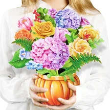 Airpark Paper Flower Pop Up Cards,12'' Nobility Hydrangeas 12 inches, yellow 