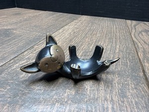Modernist Black Cat Pipe Stand Brass MCM Vintage Walter Bosse Design