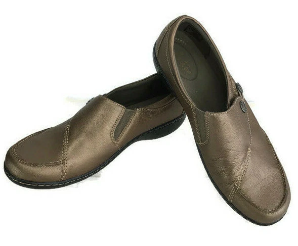 Mocassini Clarks oro bronzo metallizzato pelle donna 9 5 casual massimo comfort