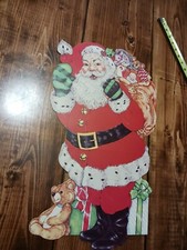 Large Vintage Santa Claus Cardboard Die Cut Double Sided 22"