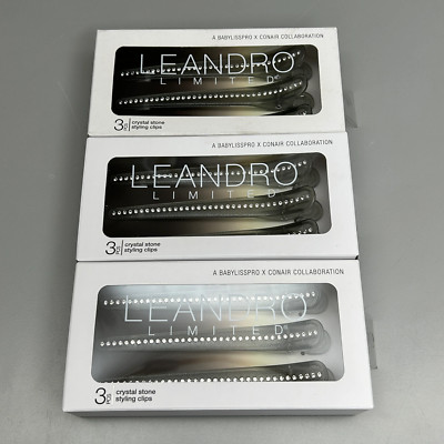 CONAIR 3-PACK! Leandro Limited Crystal Stone Styling Clips 3-Pieces (New)
