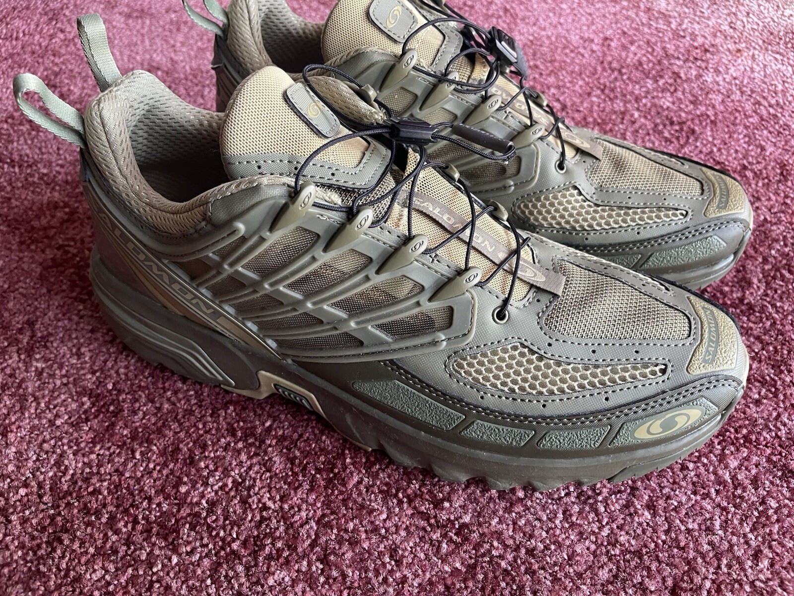 SNEAKERS SALOMON ACS PRO VERDE LICHENE OLIVA TAGLIA 11 UOMO INDOSSATE DUE VOLTE