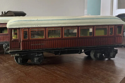 Märklin uralt 1886? - Spur 1 - Speisewagen Teak m. Inneneinrichtung