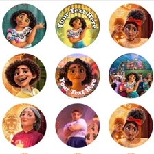 Encanto Disney Movie Edible Image Toppers. Edible Round Pre Cut Stickers.