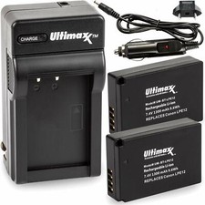 Battery Charger and 2x LP-E12 Batteries for Canon PowerShot SX70 HS, Rebel SL1
