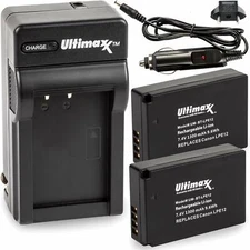 Battery Charger and 2x LP-E12 Batteries for Canon PowerShot SX70 HS, Rebel SL1