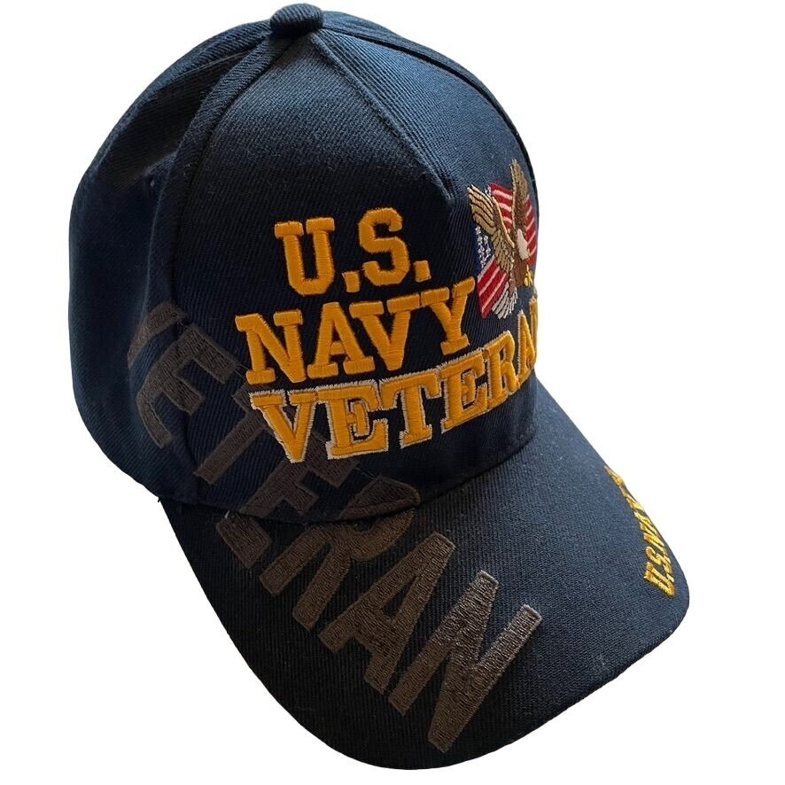 US Navy Veteran Hat Eagle Crest Adjustable Military Trucker