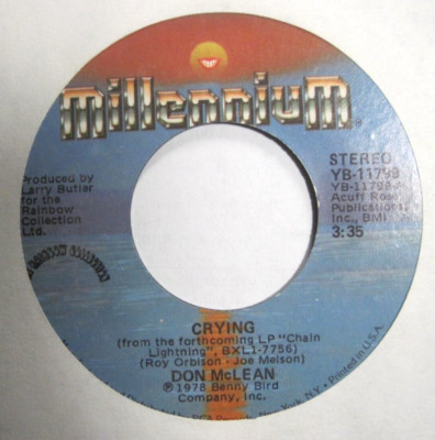 DON McLEAN * 45 * Crying / Genesis * 1978 * UNPLAYED MINT * USA NOS Stock