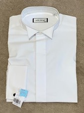 Laine Taylor wing collar plain double cuff cotton rich dress shirt.