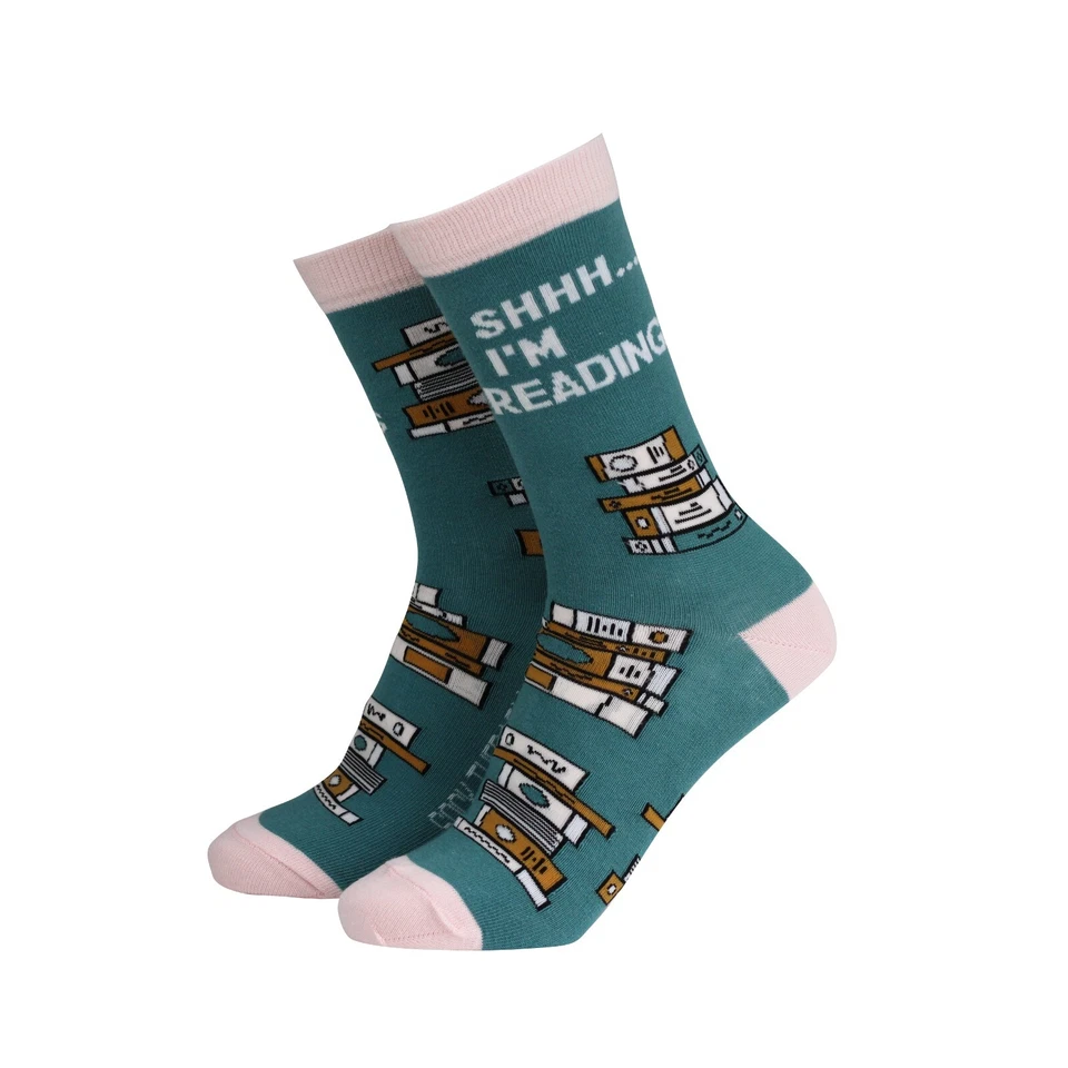 SOCK THERAPY BY SMILING FACES Womens 'Shhh I'm Reading' Novelty Gift Bamboo Socks | Sock Therapy