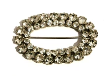 Vintage Czech Scarf Dress Ring Glass Rhinestone Art Deco Crystal Silver Plated