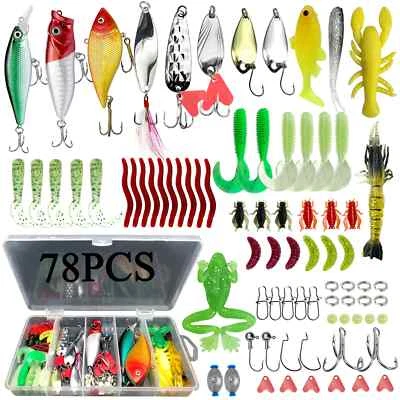 Kit Leurres Pêche Surface Bar Truite - 78, 122 ou 284 Pcs Souple Dure Boîte - Photo 1/4