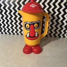 Vintage Deka Noble Roman's Pizza Monster Plastic Jug Pitcher Red Hat & Feet