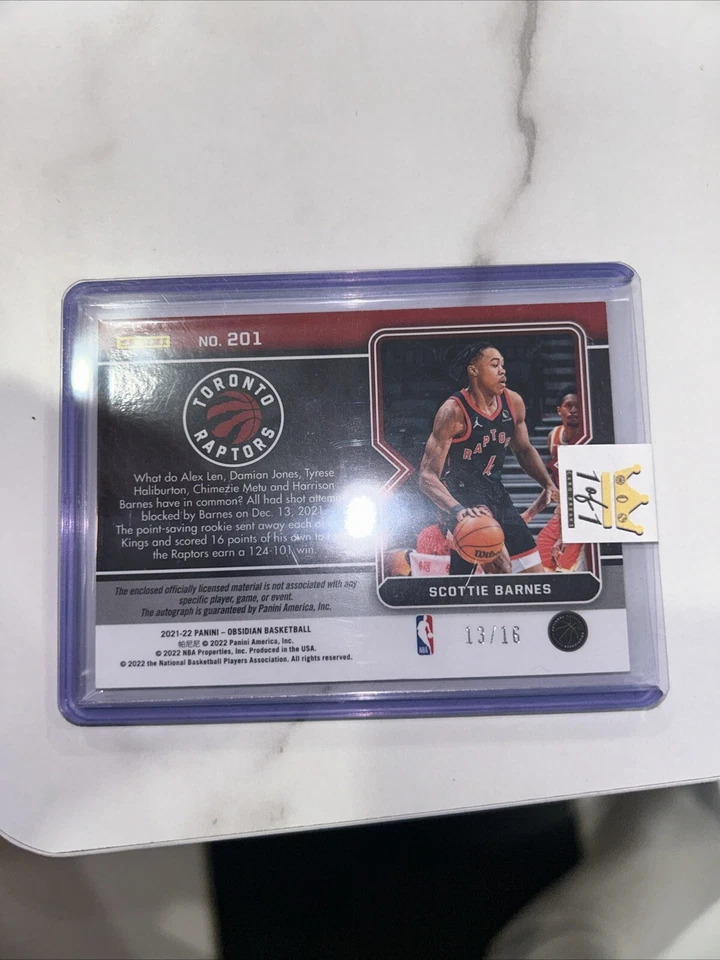 Scottie Barnes Obsidian Rookie Patch Auto 13/16 - Image 2 of 2