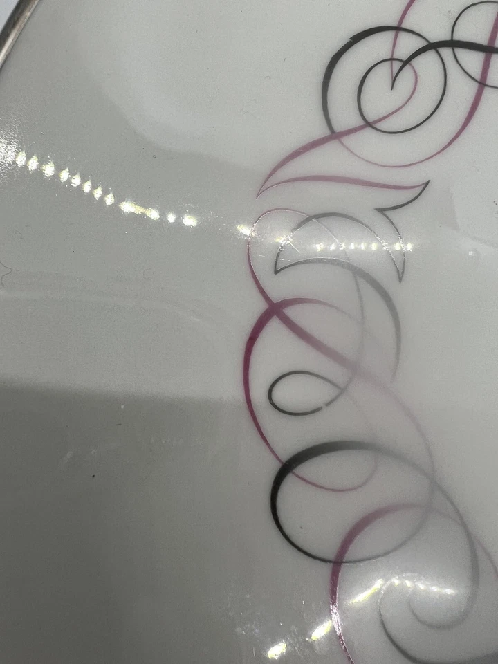 4 mcm Mid-century modern plate dish cream pink gray Park Lane bone China 8" set - Image 3 of 4