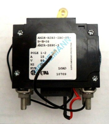 Eaton Heinemann AMN2R 2Kve Load 1-2 Pole 15A 80V Circuit Breaker, pn AM2R-Z890-3