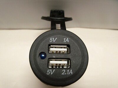 5V DUAL USB WATERPROOF SOCKET WITH BLUE LED