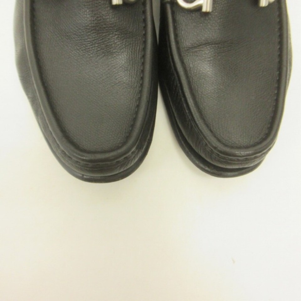 Salvatore Ferragamo Gancini decorative loafers leather shoes black 10
