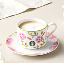 Starbucks Korea 2024 Thanks Pink Flower MugSaucer 260ml - Limited 🔸Tracking🔸