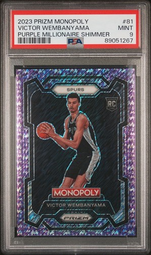 Victor Wembanyama [Purple Millionaire Shimmer] #81 2023 Panini Prizm Monopoly card