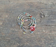 Down-to-earth Ceramic and Silver Metal Bead Memory Wire Bracelet - One-of-a-kind