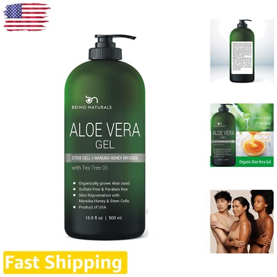 Pure Organic Aloe Vera Gel Infused with Manuka Honey - Skin & Hair Moisturizer