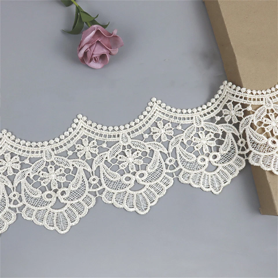 1 ярд полиэстер цветок кружева ленты водорастворимый отделки DIY одежды шитья Craft - Изображение 4 из 4