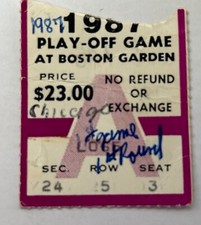 1987 Boston Celtics Ticket Top Bulls 108-104 EFC GM 1 Bird 17 PT/Jordan 35 PT🏀
