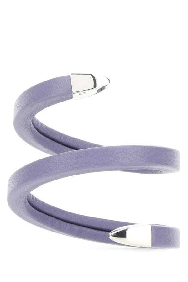 Bracciale Bottega Veneta nuovo con etichette bracciale in pelle avvolto lavanda punta argento vendita al dettaglio $620