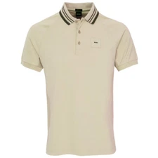 HUGO BOSS MENS POLO PADDY RIB BEIGE 50538176284