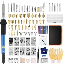 Professional 113-Piece Wood Burning Kit with Adjustable Temperature Tools