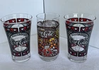 Three Vintage Coca Cola Glasses 2-Tiffany Stained Glass Style And One Retro!
