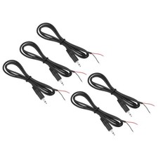 5pcs 3.5mm Male Jack 1/8" TRS 2 Plug 41mm 26AWG Pole Cable, 1m