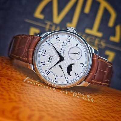 FP JOURNE AUTOMATIQUE LUNE AL2 42MM 950 PLATINUM WHITE GUILLOCHE SILVER DIAL B&P
