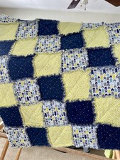 NEW Handmade Baby, Toddler Rag Quilt, Lime Greens Navy  s Cotton