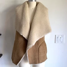 Velvet By Graham & Spencer Faux Shearling Open Vest-Women's Size M-RRP $178