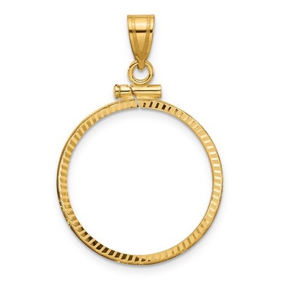 1/4 oz $10 American Buffalo Coin Bezel 22mm Screw Top 10k Yellow Gold