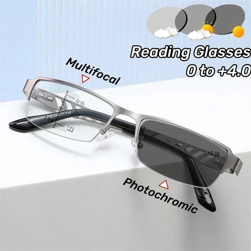 Transition Photochromic Progressive Multifocal Reading Glasses Men Women Readers