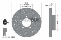 2X Bremsscheibe Vorne Rechts Textar 92100005 FÜR Porsche Scheibenbremse