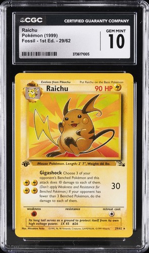 Raichu (1st Edition) graded CGC 10 for sale on eBay