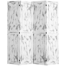 4-Panel Wood Room Divider Privacy Screen Folding 5.5FT Rustic White