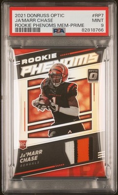 2021 Donruss Optic Ja'marr Chase Rookie Phenoms 3-Color Patch /50 RC #RP-7 PSA 9