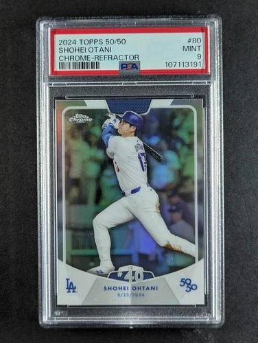 2024 Topps 50/50 SHOHEI OHTANI Chrome Refractor HR #40 LA Dodgers #80 PSA 9