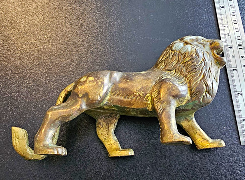 Vintage Solid Brass Roaring Lion Figurine Statue 8.5" Heavy 1.7 lb Safari Jungle