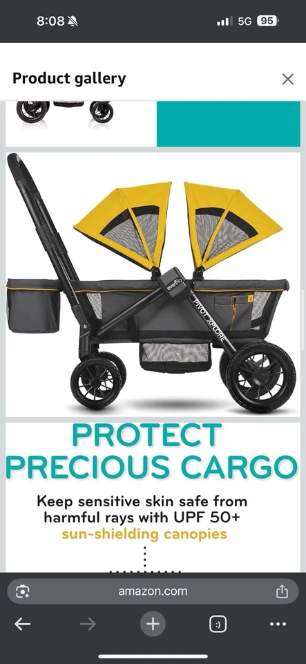 Evenflo Pivot Xplore All-Terrain Double Stroller Wagon - Adventurer Gray  - Image 3 of 4