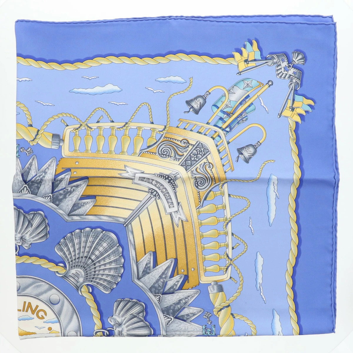 Hermes large scarf KARE 90 ship handrail RAILING silk r0_0209 thumbnail 3